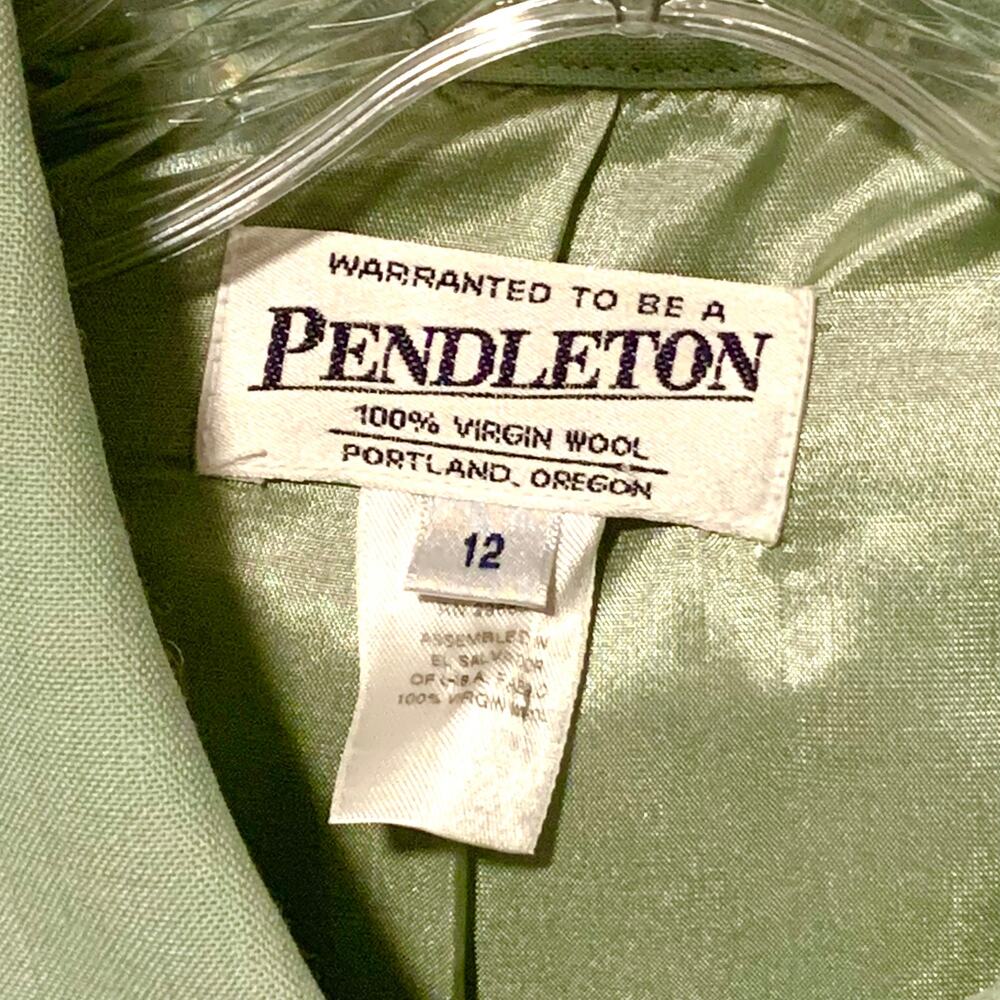 Pendleton Wool Jacket Blazer Button Cropped Green… - image 3